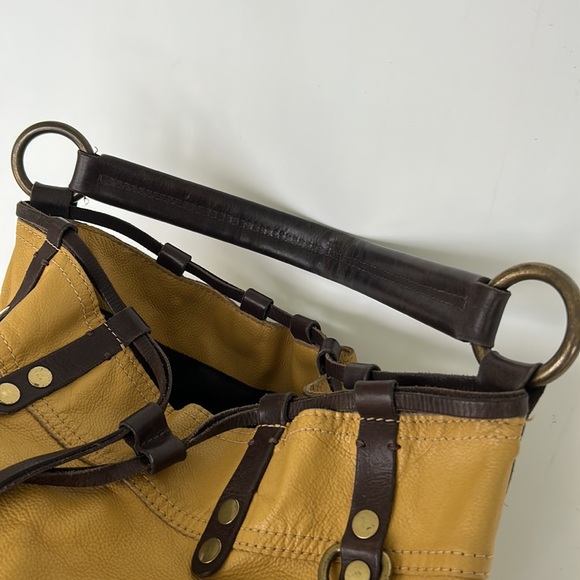 Lucky Brand Leather Drawstring Bucket Bag Hobo Purse - Picture 6 of 16